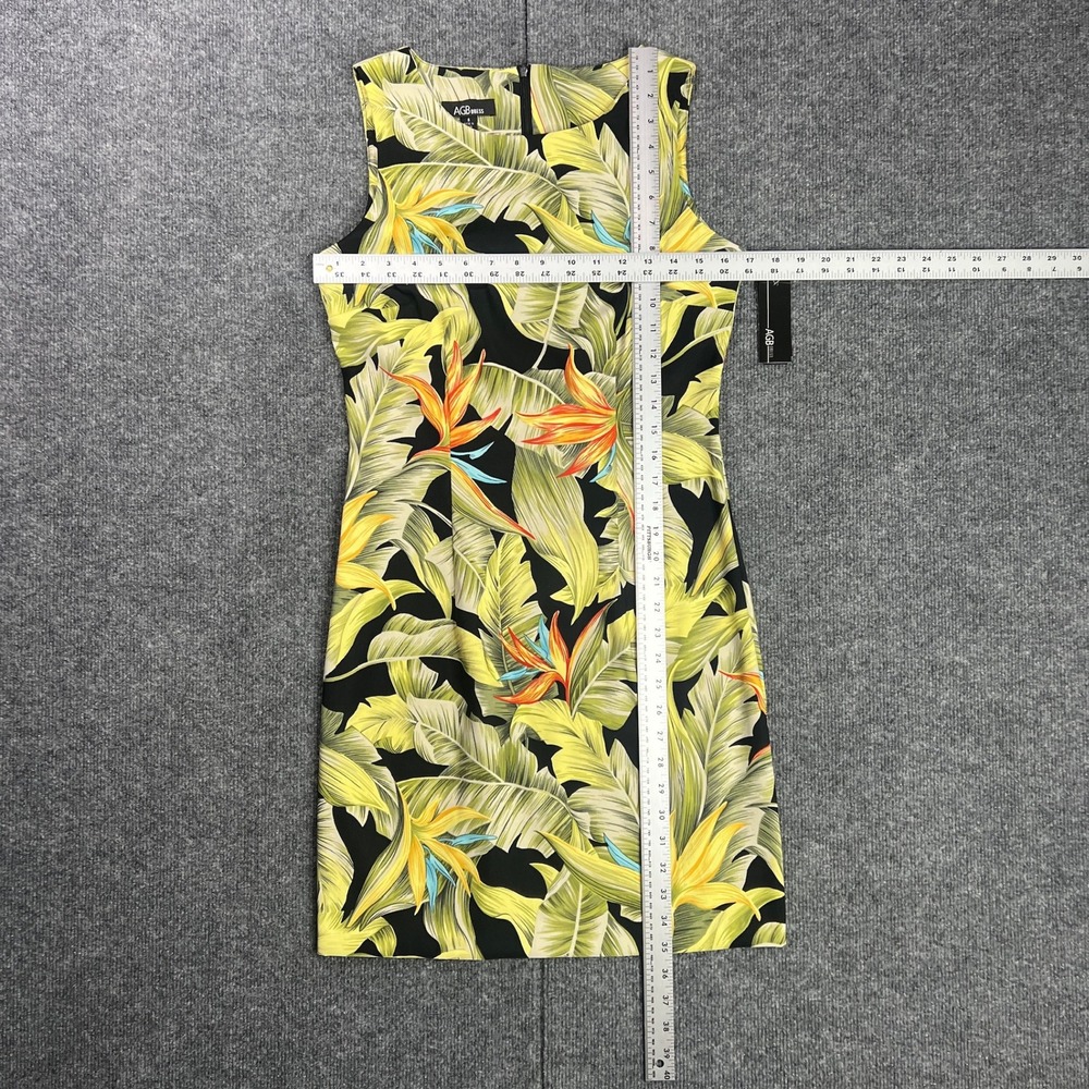 NWT AGB Dress Women's 6 Tropical Palm Floral Sheath Dress Black Green 0363X41 - Picture 5 of 10